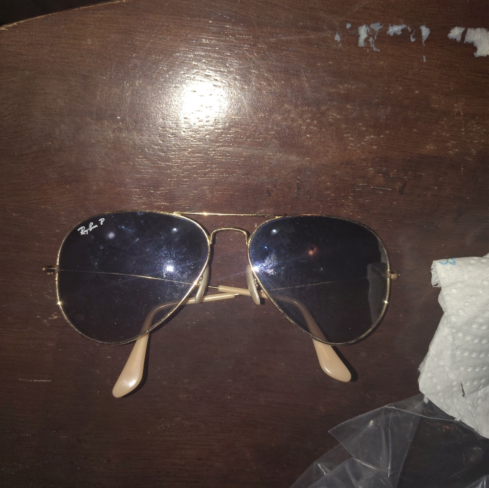 Ray-Ban Gold Frame Sunglasses with Black Lenses